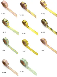 Gold foil washi tape set decorative masking sticker dot pineapple pattern craft diary planner