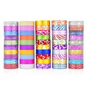 Decorative Glitter Washi Tape Decorative Masking Tape For Journaling Scrapbooking DIY Craft Planner Stationery Supplies