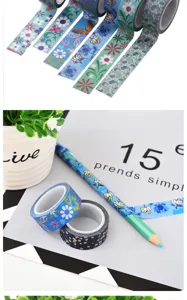 Decorative washi tape sets for journaling and DIY crafts, featuring vibrant floral patterns.