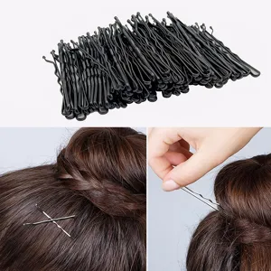 Professional black wavy bobby pins for secure hair styling and elegant hair updos