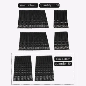 Black wavy bobby pins set in 45mm and 56mm sizes for professional hairstyling