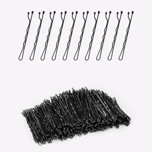 Professional set of black wave-shaped bobby pins for hair styling and daily use