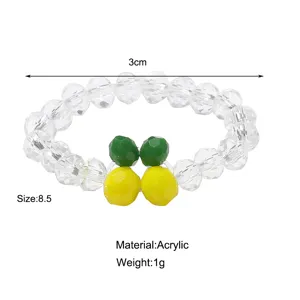 Detailweergave van elastische kralenring met 3cm diameter en specificaties van acrylmateriaal