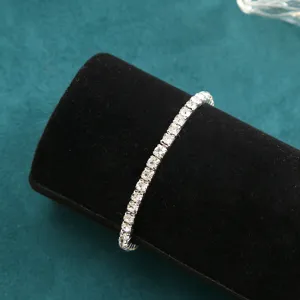 Macro view of elegant single-row crystal rhinestone elastic tennis bracelet for women