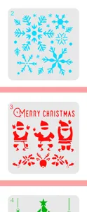Christmas hollow painting templates set with cute Santa and snowflake designs for window decor.