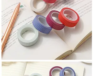 Grid washi tape set, colorful square pattern masking tape for journal DIY craft decoration.