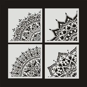 DIY Mandala Floral Pattern Painting Template Hollow Lace Ruler For Wall Furniture Home Decor