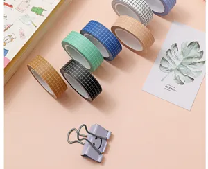 Grid Washi Tape Set Colorful Plaster Decorative Masking Tapes for Journal Scrapbooking DIY Crafts
