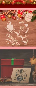 Christmas hollow painting template DIY stencil set for holiday window spray decoration.