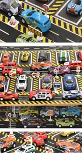 Kids DIY road tape toy set with cartoon cars and traffic signs for educational play details