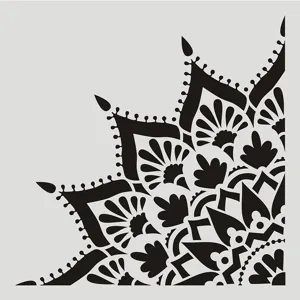 DIY mandala stencil corner template for wall painting, furniture decoration, and floor design.