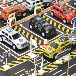 Kids educational DIY road tape traffic car playset with signs and vehicles for fun