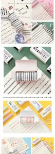 Detailed close-up view of thin washi tape set, 8mm decorative masking tapes for journaling DIY.