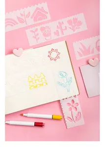 Schüler DIY Zeichenschablone Set, hölzerne Spitzenlineal für kreative Malerei und Notizen.