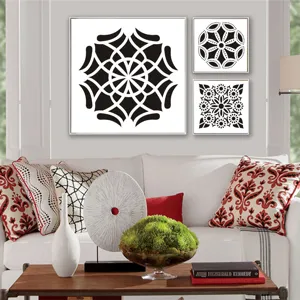 Mandala painting template set for DIY art, hollow spray stencil for furniture and wall decor.