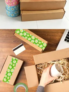 Nastro adesivo decorativo con margherite per lavori manuali DIY e scatole regalo 50m