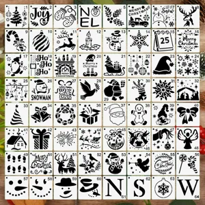 Christmas Drawing Stencils PET Hollow Painting Templates Reusable Graffiti Stamping Tools For DIY Craft Scrapbooking