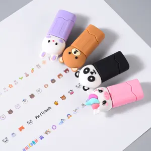 Cute Cartoon Animal Correction Tape Soft Rubber Decorative Diary Journal Tape For Student School Stationery Gift