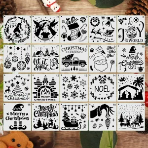 Christmas Painting Templates Reusable Stencils For Kids DIY Wall Painting Drawing Holiday Craft Decor Supplies