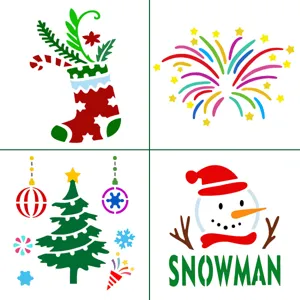 Christmas stencils set PET hollow painting templates DIY craft drawing tools main view