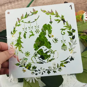 Christmas painting stencil template PET DIY hollow spray drawing for kids wall decor