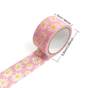 Nastro adesivo decorativo margherita rosa per artigianato fai da te e regali larghezza 5cm
