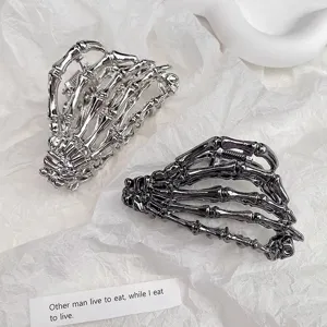 Gothic Skeleton Claw Metal Hair Clip For Women Halloween Spider Web Shark Clip Alloy Punk Hair Accessory Headpiece