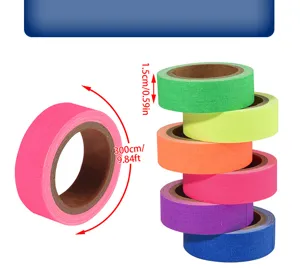 Colorful fluorescent cloth tape set for stage decoration and warning markers set of six rolls