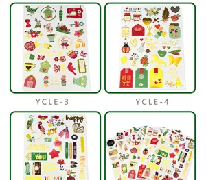 Creative hot stamping flat stickers DIY journaling craft scrapbooking decoration cute