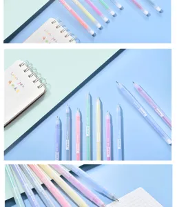 Nahaufnahme des Pastell-Gelstifte-Sets, 0.5mm feine Spitze für Tagebuchschreiben und Notizen.