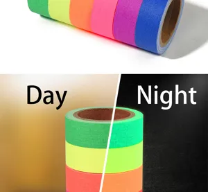 Colorful luminous tape detail view, showing day and night fluorescent glowing effect clearly.