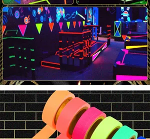 Neon Fluorescent Tape UV Reactive Cloth Glow Tape Stage Party Warning Decoration Roll