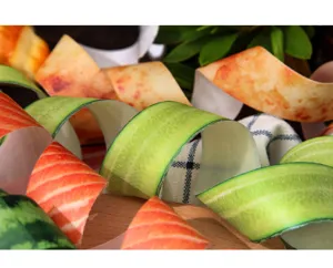 Creative food pattern washi tape detail shot, cute DIY decorative sticker for handbook journaling.