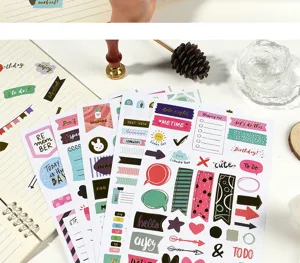 Cute planner stickers set with gold foil design, perfect for DIY journaling and decoration.