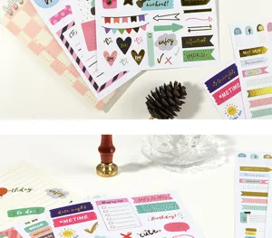 Gold foil planner stickers detail view, cute journaling supplies and decorative memo elements.