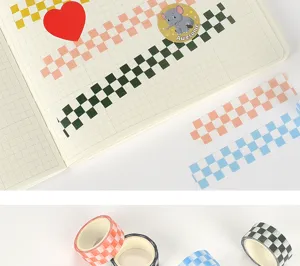 Checkered washi tape set decorative masking stickers for DIY journal craft planning supplies