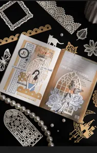 Set di adesivi in carta per scrapbooking in pizzo vintage diario vuoto forniture artigianali