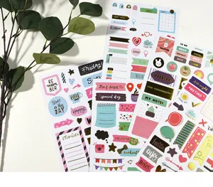 Cute gold foil planner stickers set, DIY journaling decorative adhesive sticker sheets for kids.