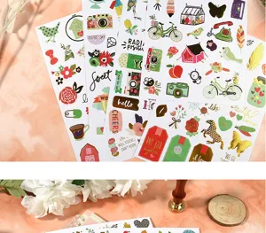 Decorative flat sticker set with gold foil DIY planner journaling scrapbooking cute design crafts