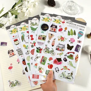 Cute Cartoon Gold Stamping Stickers Flat Sheet Creative DIY Journal Material Decoration For Children School Stationery