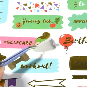 Cute gold foil decorative planner stickers sheet for DIY crafts journaling kids creative art.