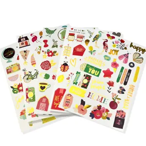 Flat gold-stamped sticker sheets creative DIY journal scrapbooking decoration cute cartoon floral stickers