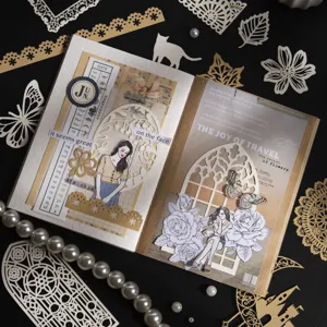Kit materiale per diario in pizzo, carta speciale copertina rigida pizzo traforato scrapbooking.