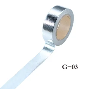 Silver metallic washi tape solid color adhesive tape for planner journaling DIY craft project.