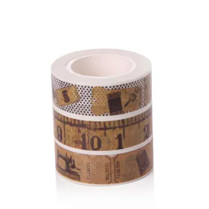 Nastro washi con motivo righello vintage nastro adesivo decorativo per diario fai da te