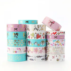 Decorative Washi Tape Gold Foil Stamping Masking Tape Cute Japanese Stationery Stickers For Journaling DIY Craft Scrapbooking
