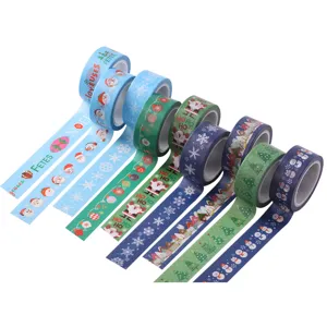 Christmas Washi Tape Roll Decorative Masking Tape Santa Claus Snowflake Design For Journal DIY Craft Scrapbooking