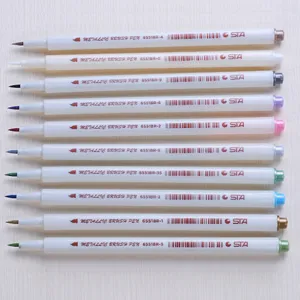 Metallic brush pen set, 10 vibrant colors marker pens for art drawing, journaling and graffiti.