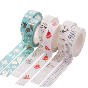 Japanese Bronzing Washi Tape Decorative Album Paper Tearable Sticker Journal Craft Stationery Gold Foil Adhesive Tape