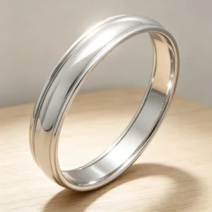 Bracelet jonc large en acier titane à double rainure pour hommes et femmes, poli brillant et uni.